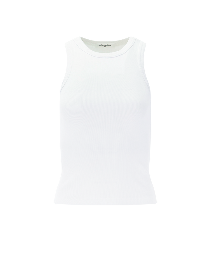daphne high neck tank in white