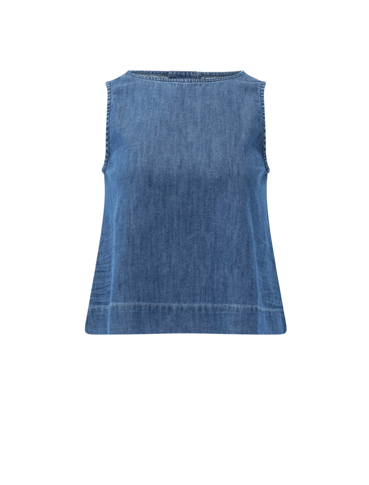 shell tank in indigo denim