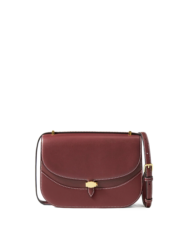 dash saddle bag in burgundy leather