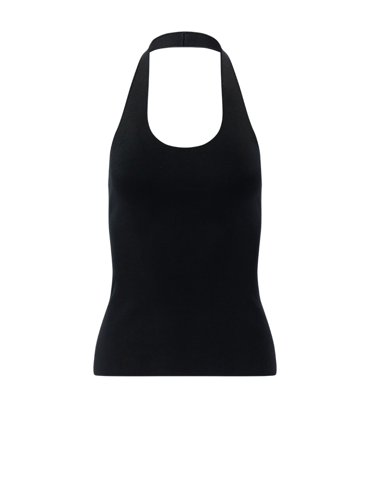halterneck tank in black