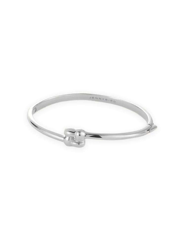 slim woven square bangle in platinum
