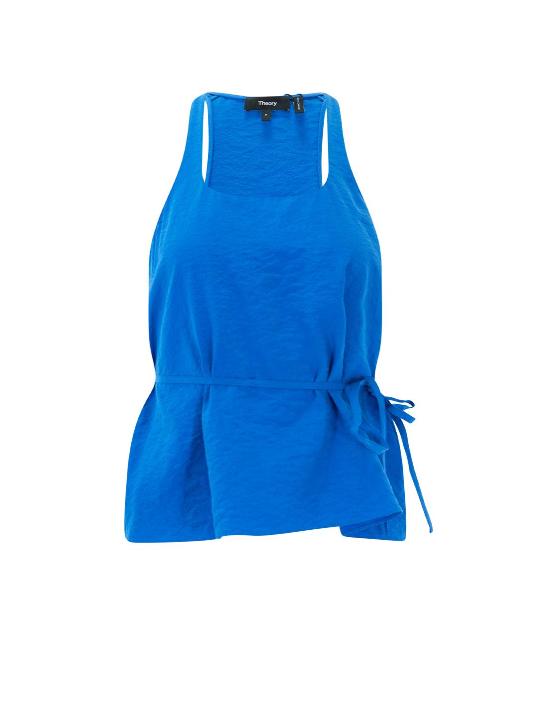 belted halterneck top in jewel blue