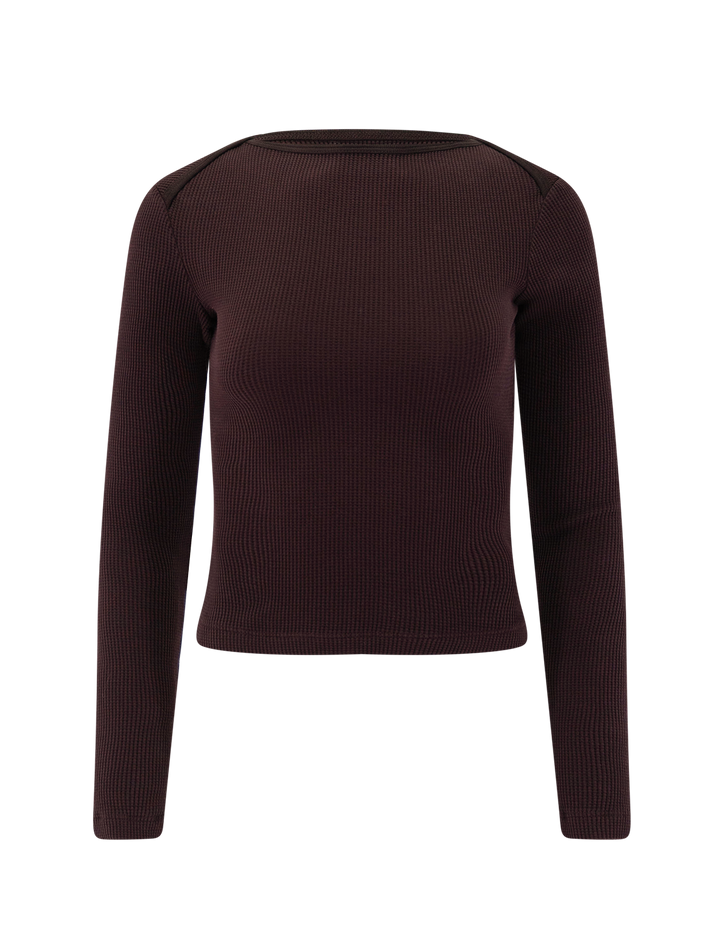 long sleeve baby waffle tee in mahogany