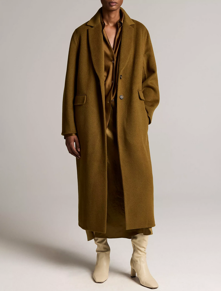classic coat in moss ochre