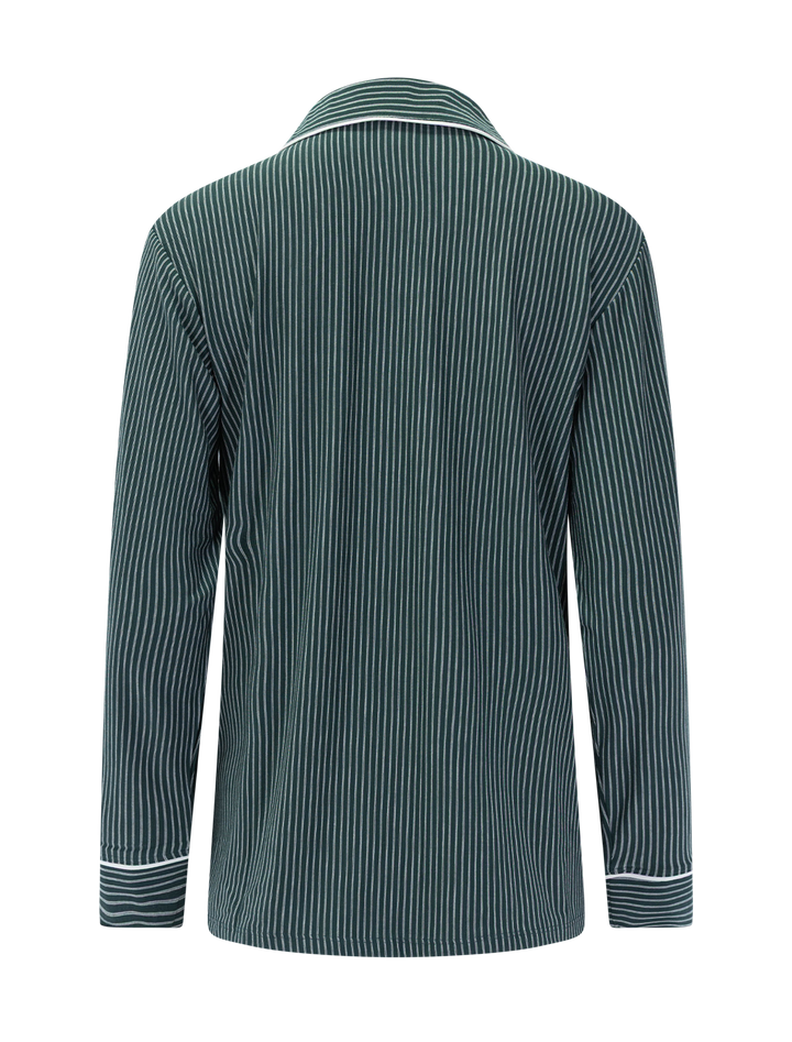 gisele pajama set in holly pine and ivory stripe print