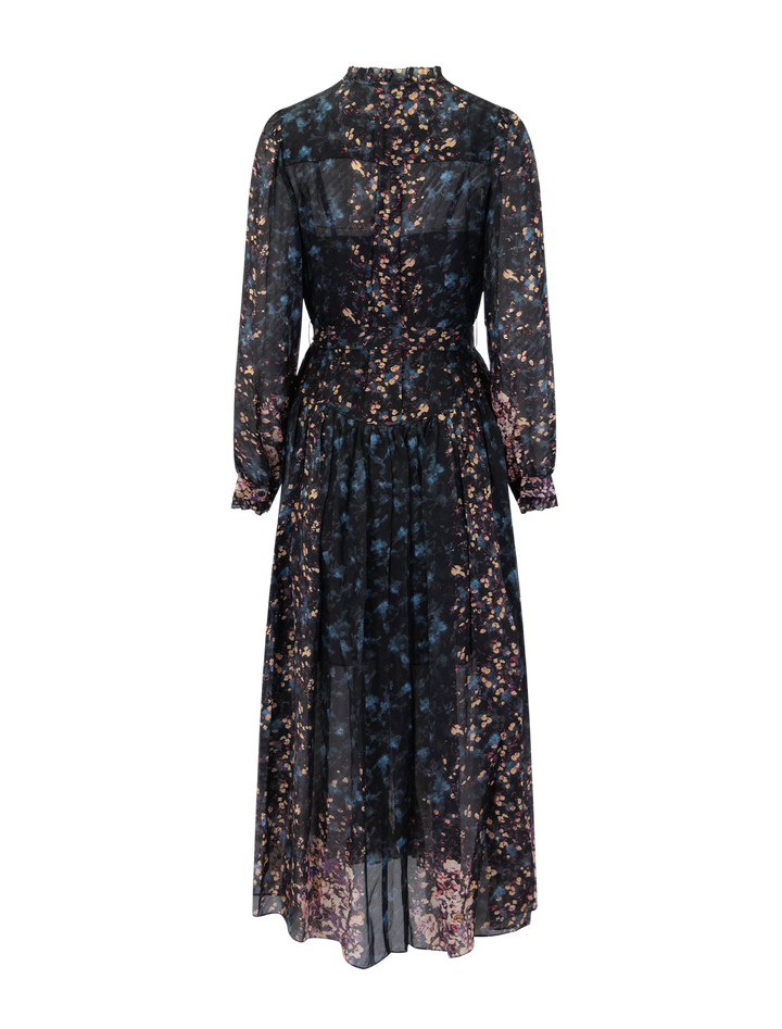tessa silk dress in eclipse print