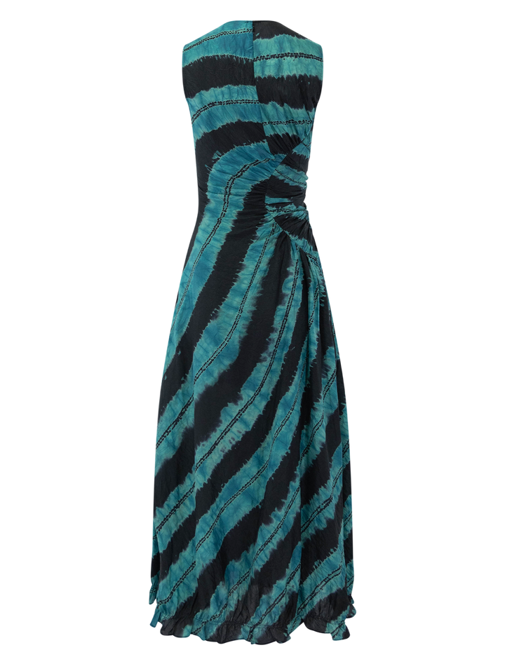 veda shibori dyed dress in malachite