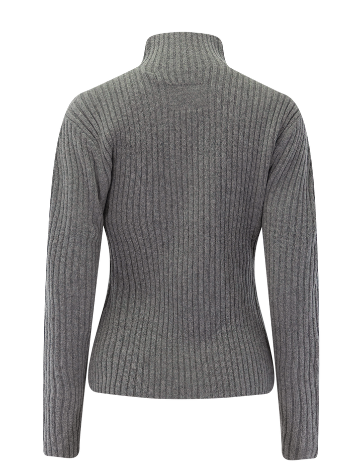 rib mock neck in grey bicolor