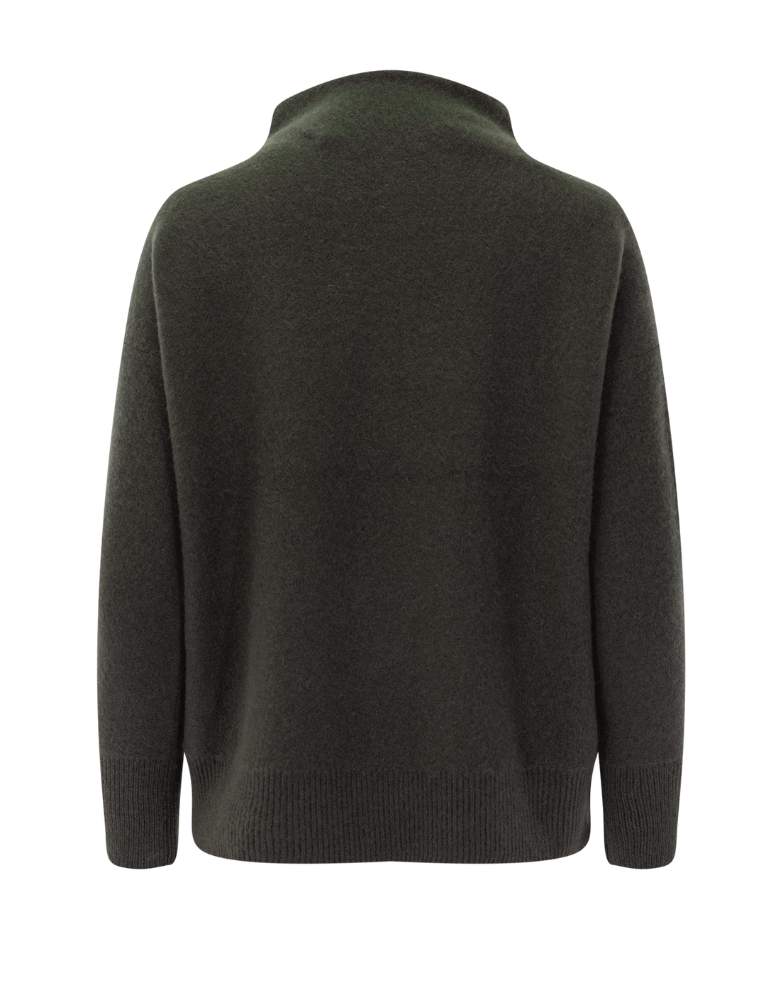 boiled funnel neck pullover in dark moss