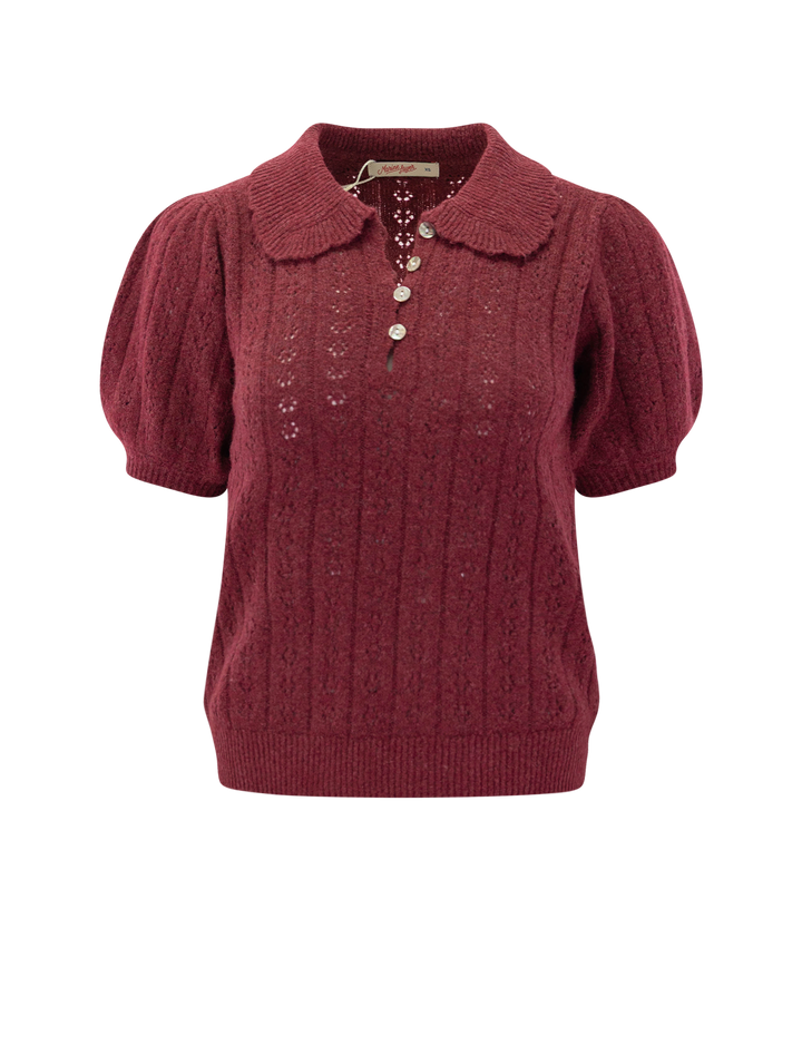 sophie pointelle polo in cabernet