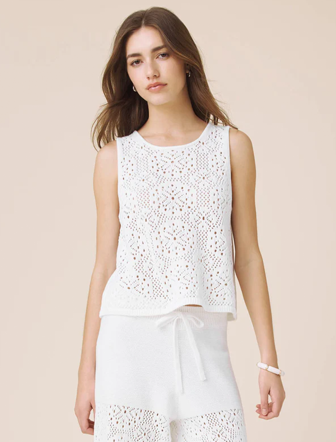 beckham crochet sweater tank in white