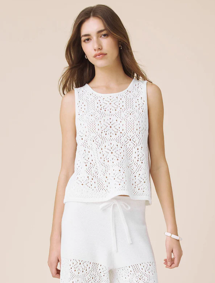 beckham crochet sweater tank in white