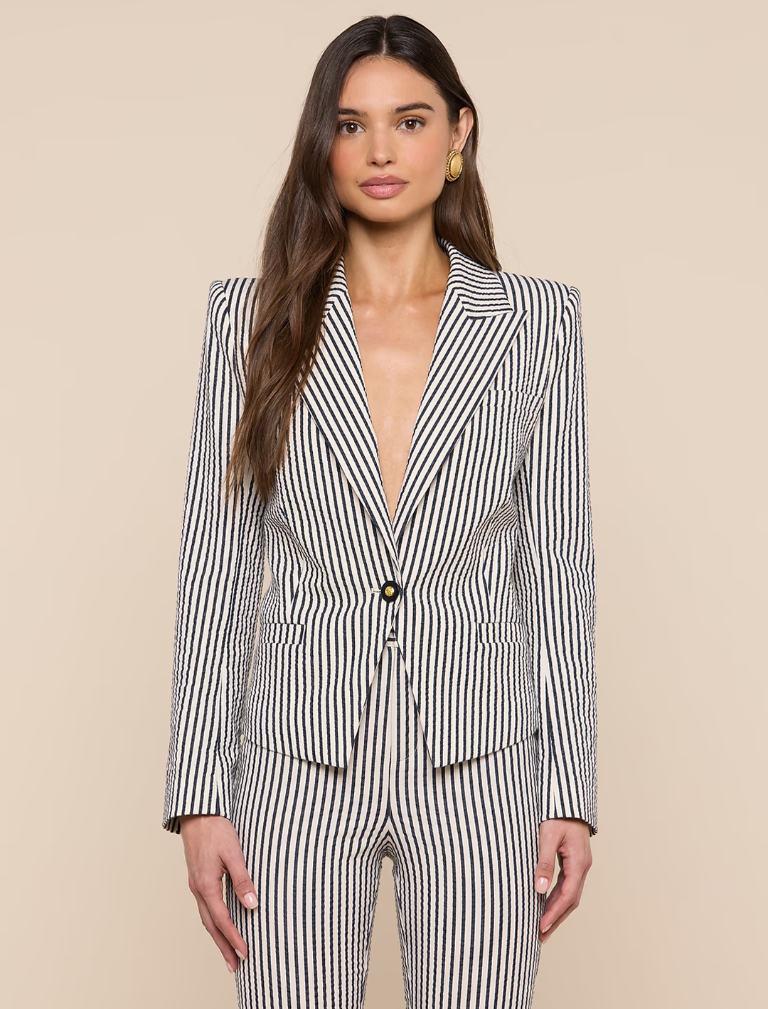 misa blazer in ivory and midnight stripe