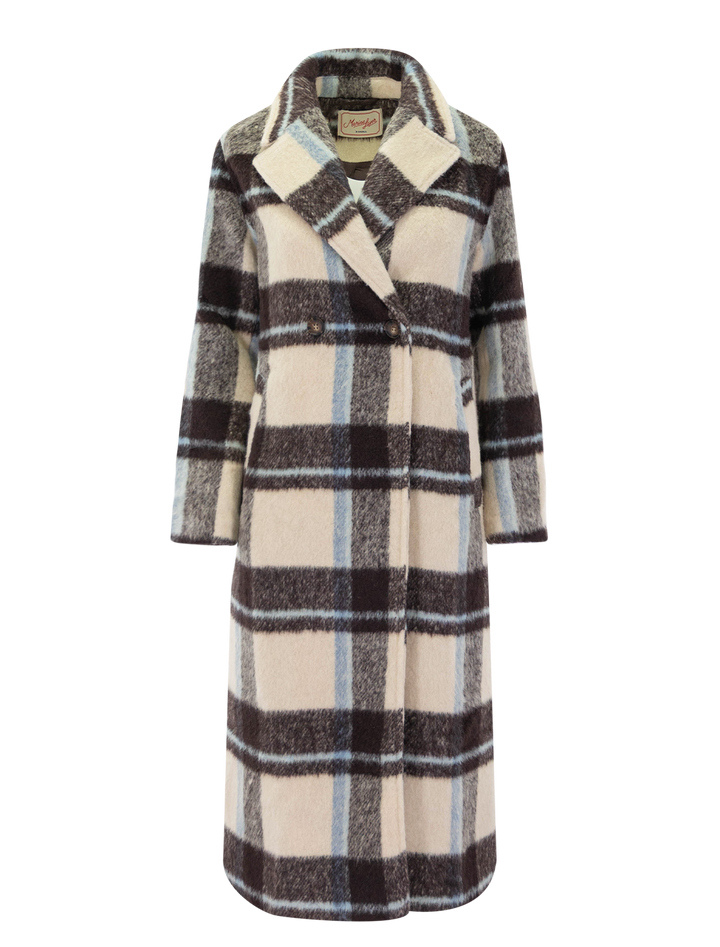aspen coat in ivory java plaid