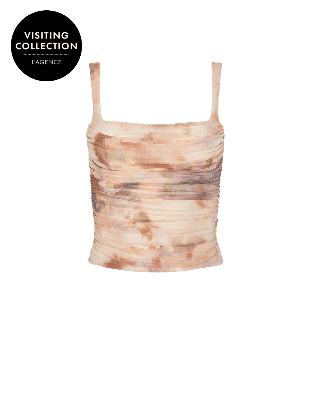 rasha shirred mesh tank in frappe multi tie dye