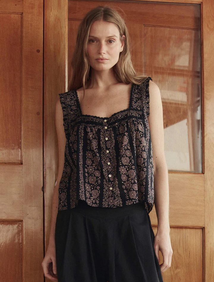 the victorian pleat tank in token floral print