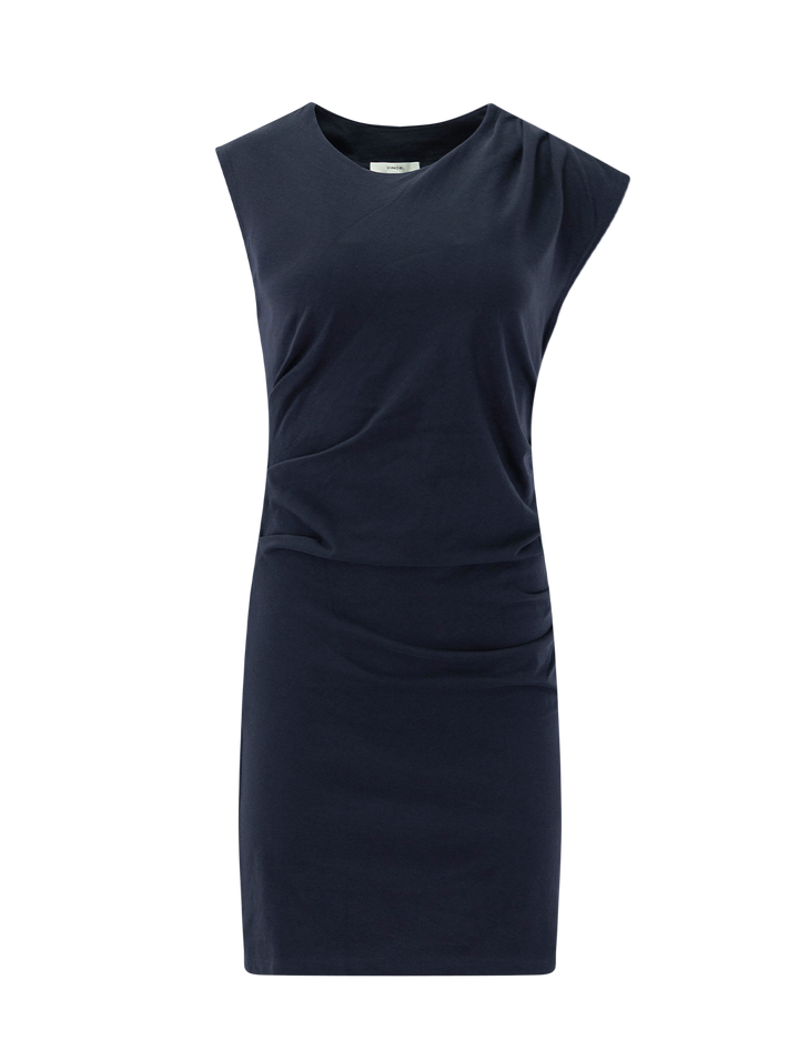 sleeveless twist drape dress in eclipse