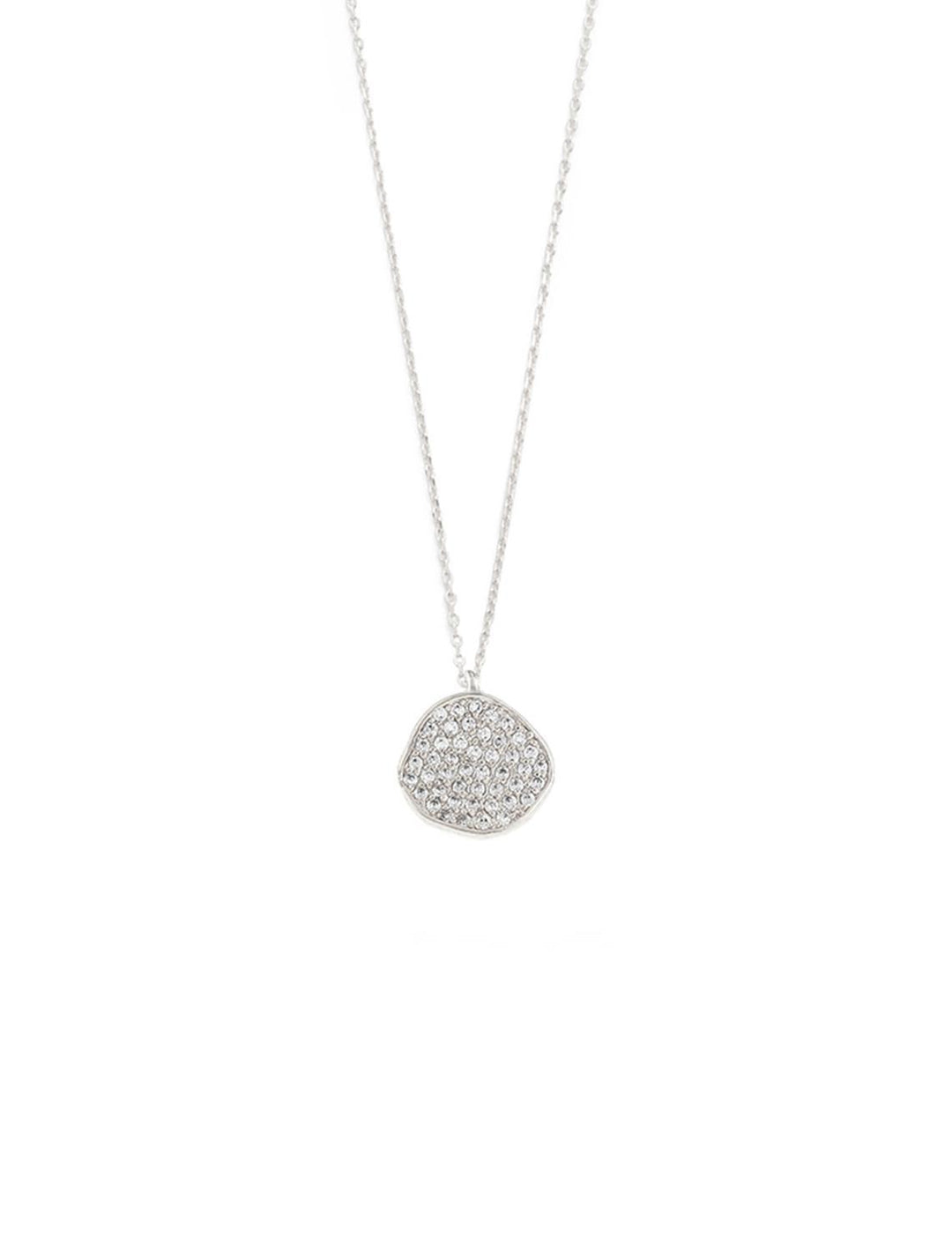 silver and cz organic disc necklace