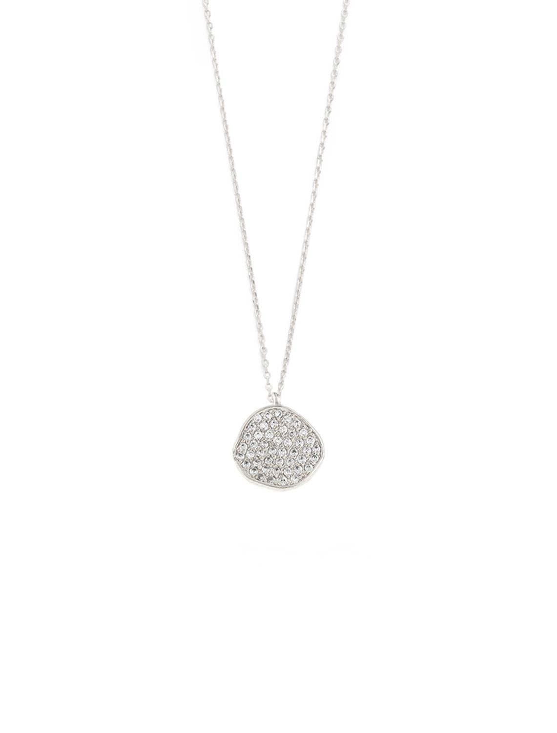 silver and cz organic disc necklace