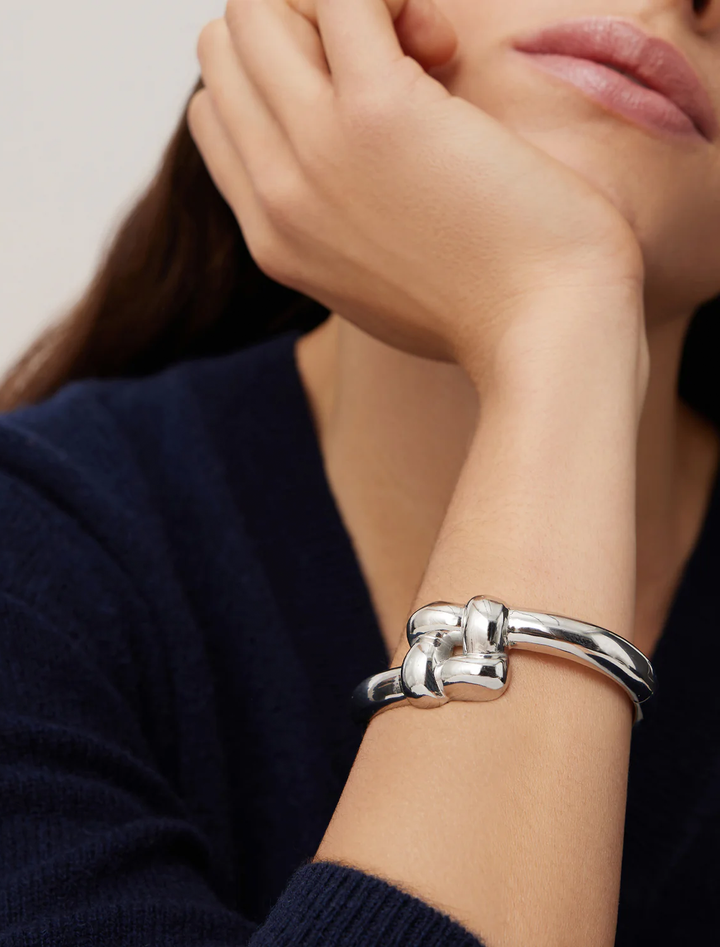 woven square bangle in platinum