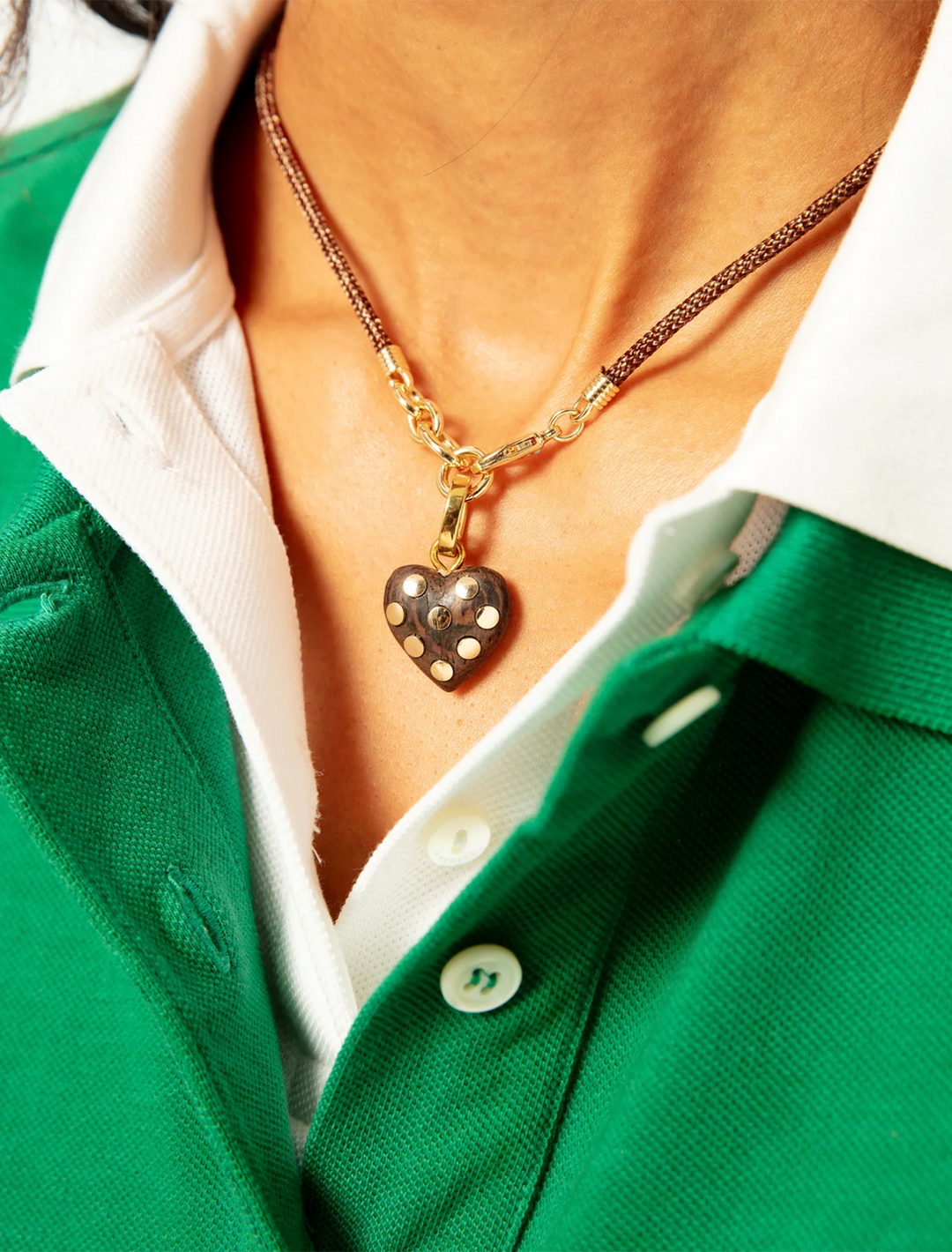 the mini studded wood pendant