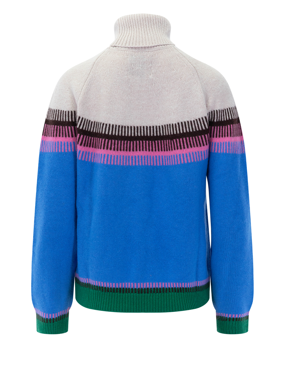 fairisle roll collar sweater in light rose multi