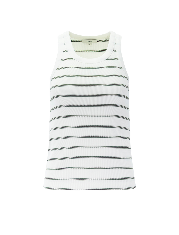 stripe scoop neck tank in herb