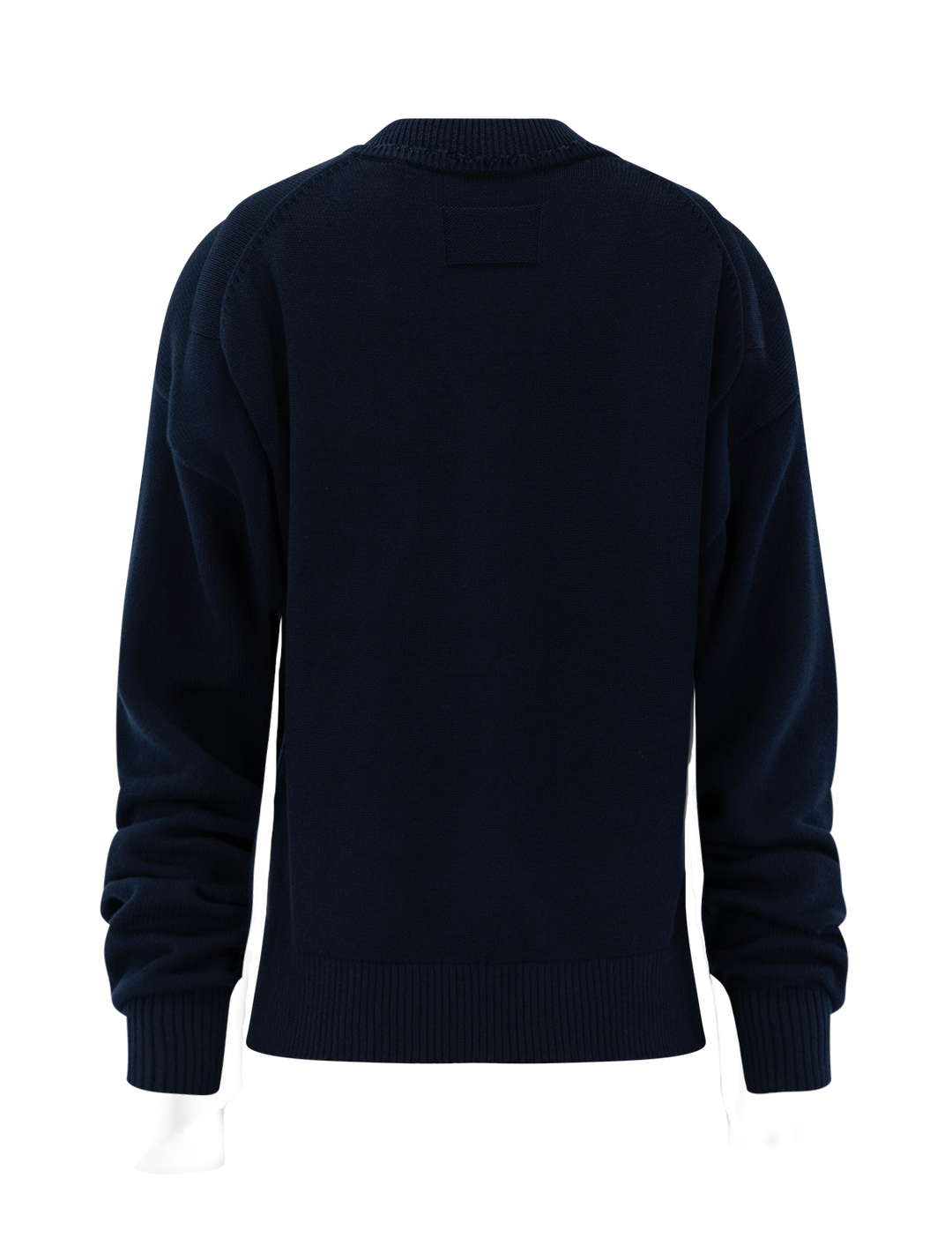 distressed v neck sweater in dark navy