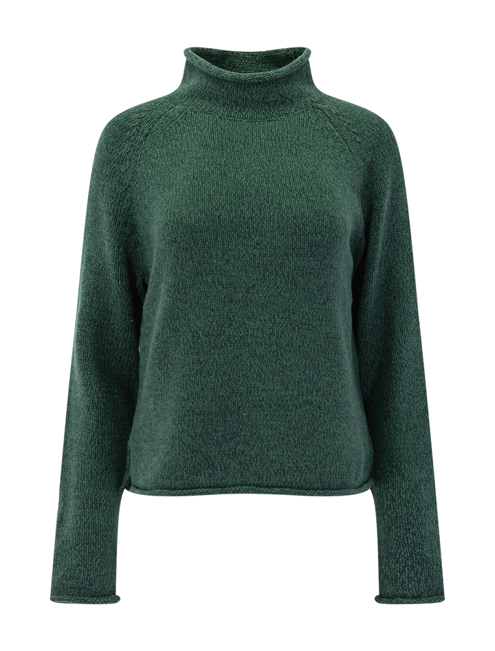 eastport cotton rollneck sweater in marled spruce