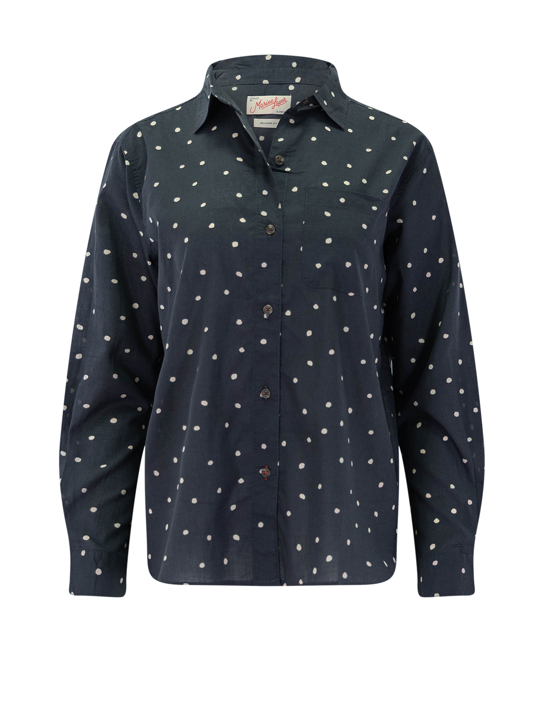 jane shirt in navy polka dot