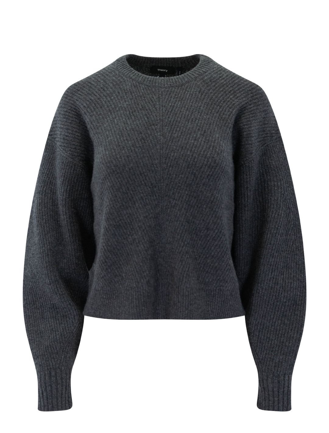 cashmere crewneck pullover in charcoal