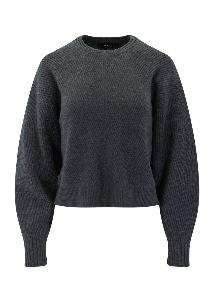 cashmere crewneck pullover in charcoal