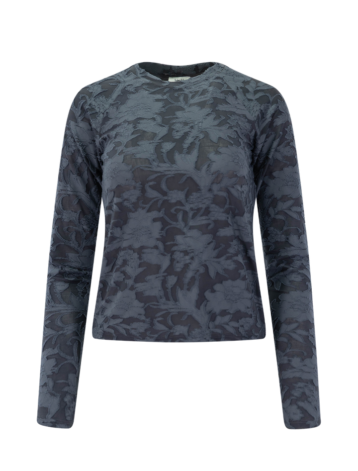 cecelia floral long sleeve tee in charcoal