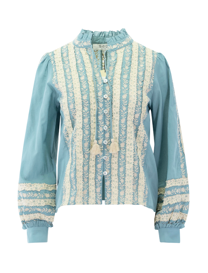 kirsten print longsleeve top in sky