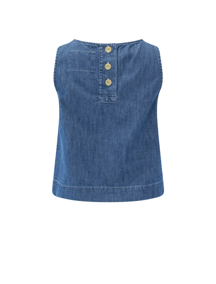shell tank in indigo denim