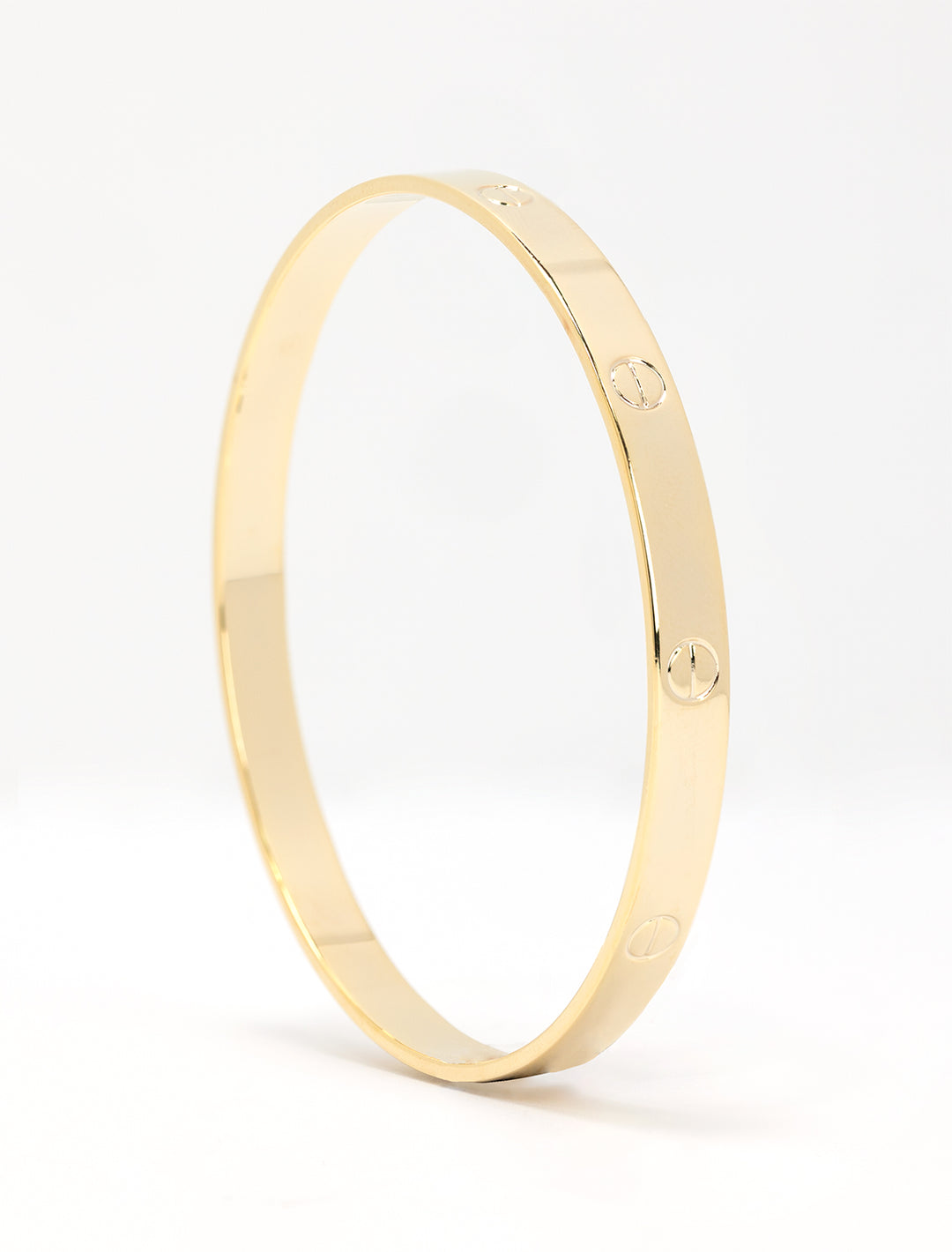 Close-up view of AV Max gold screw accent bangle