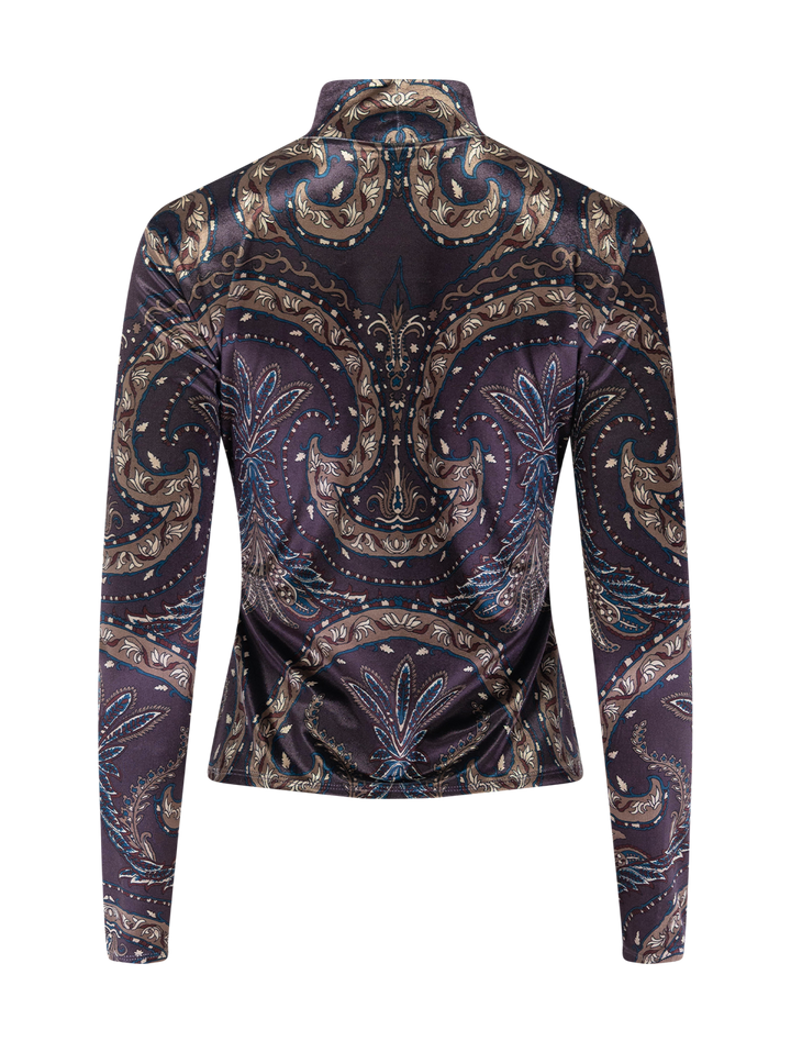 nate top in eggplant print
