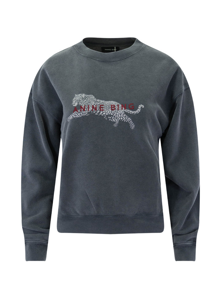 spencer leopard sweatshirt in washed black