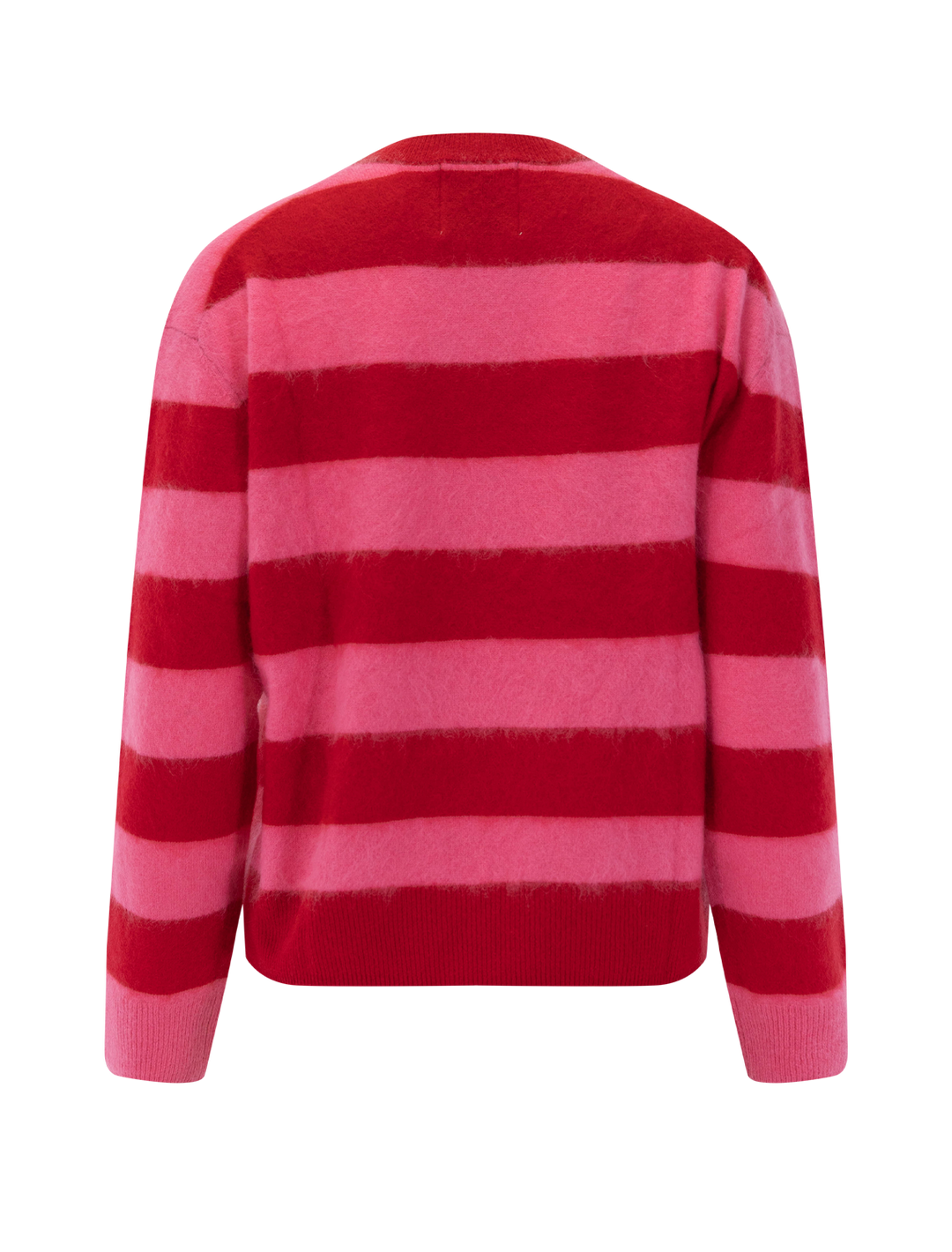 brushed crewneck sweater in ruby stripe