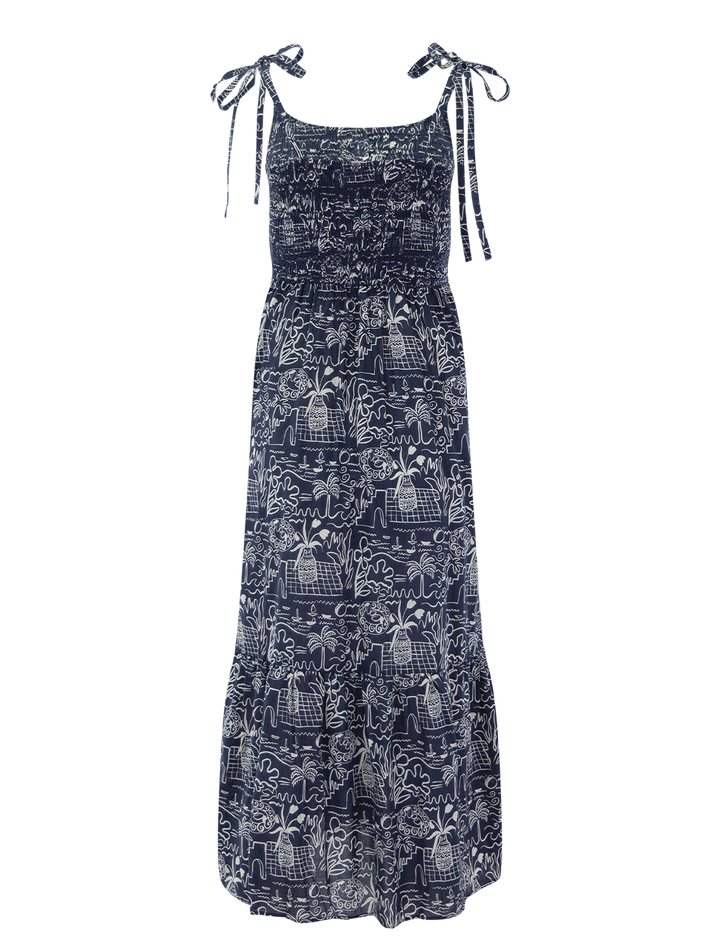 carmen smocked dress in flores print