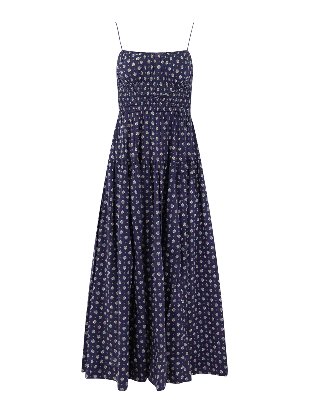 safia dress in navy cadiz foulard