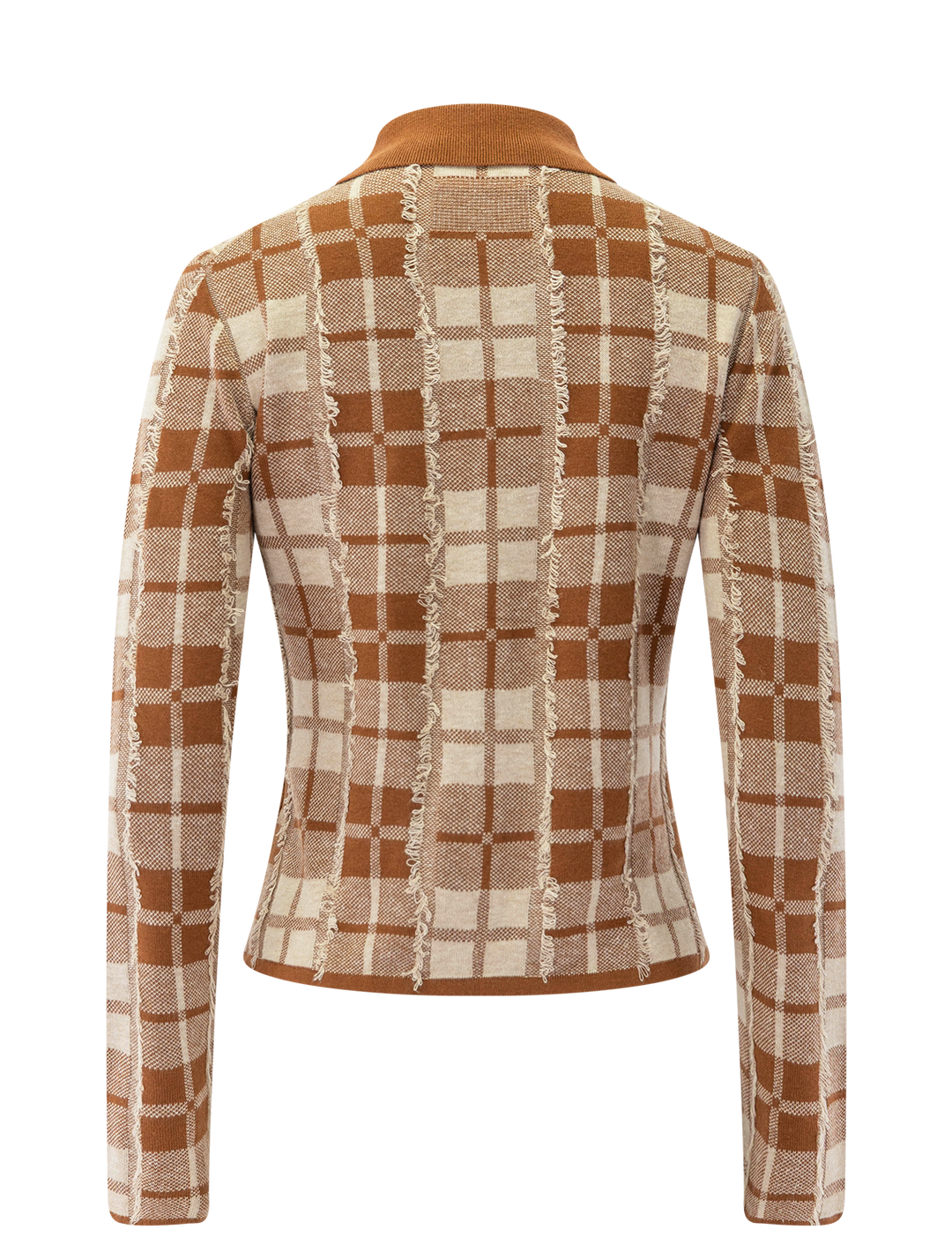 fringe plaid elle shirt in burnt sienna