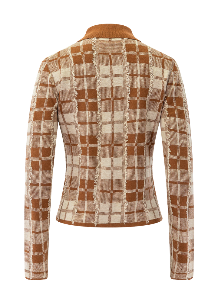 fringe plaid elle shirt in burnt sienna