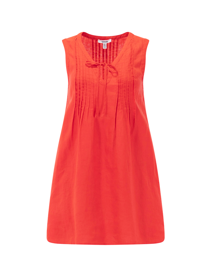 stella linen mini dress in scarlet