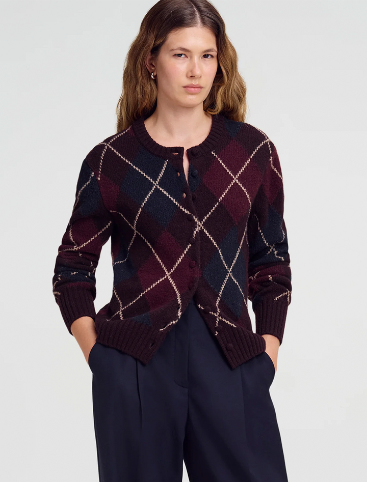 skyler argyle cardigan in ganache combo