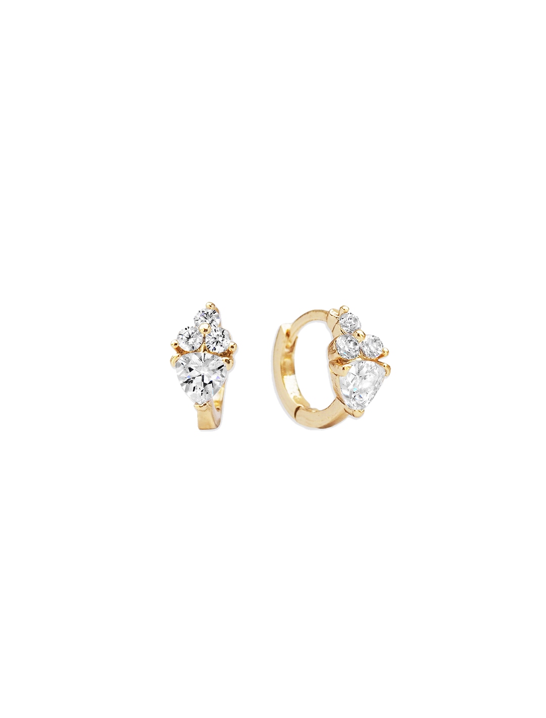 tiny triple cz with triangle diamond huggie