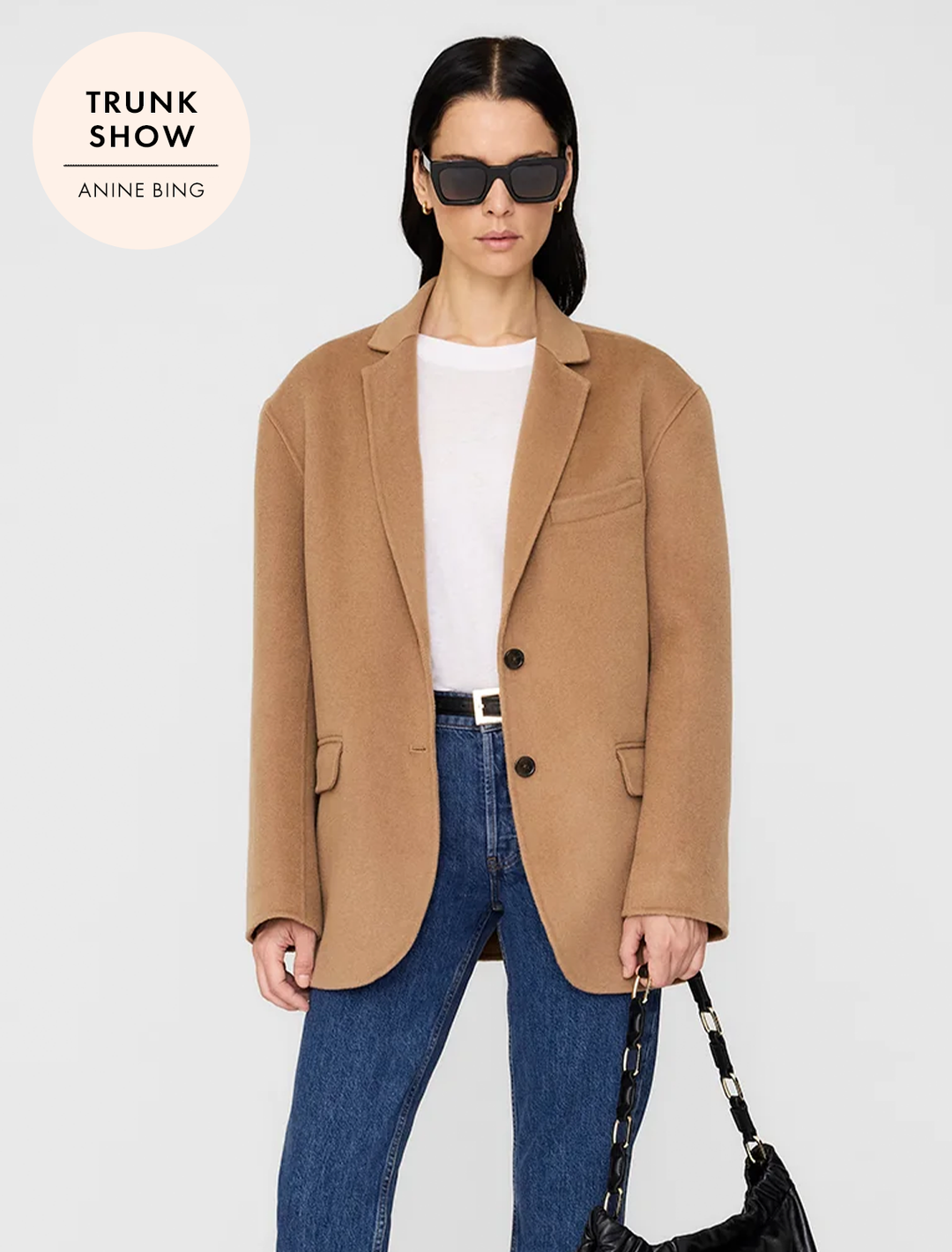 quinn cashmere blend blazer in camel