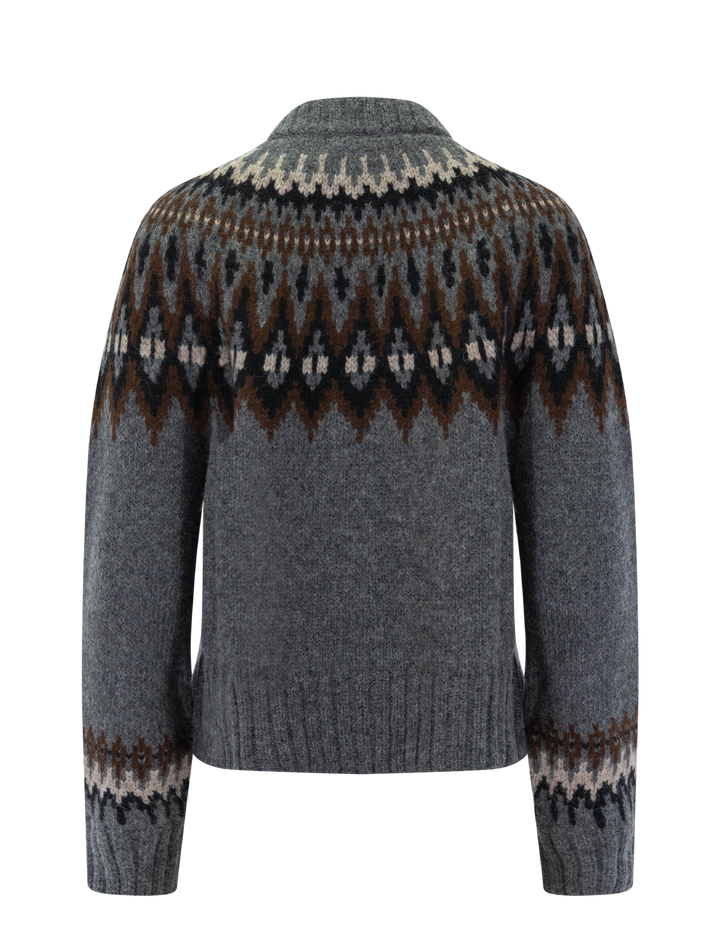 thatcher crewneck cardigan in charcoal