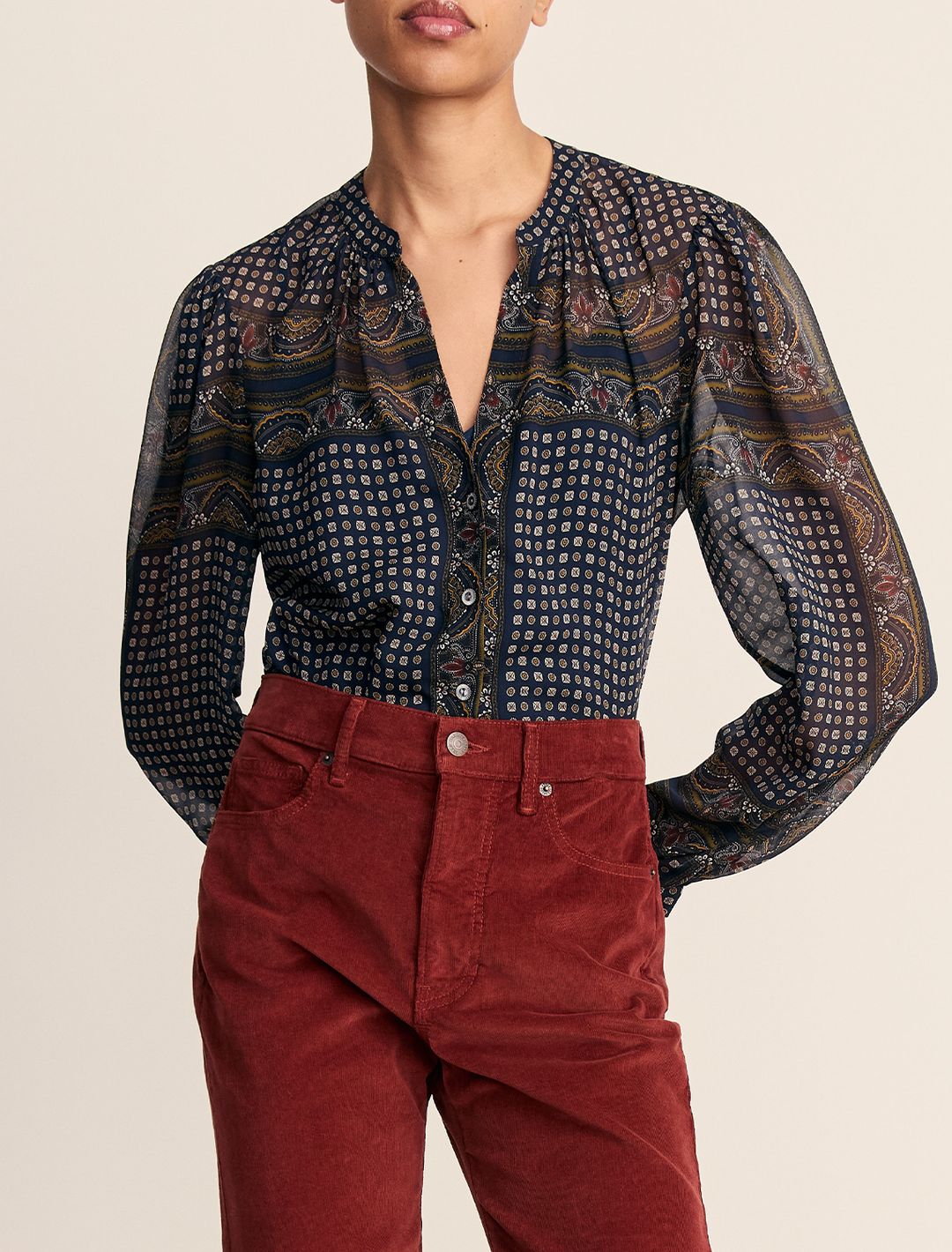 v-neck ashlynn blouse in navy