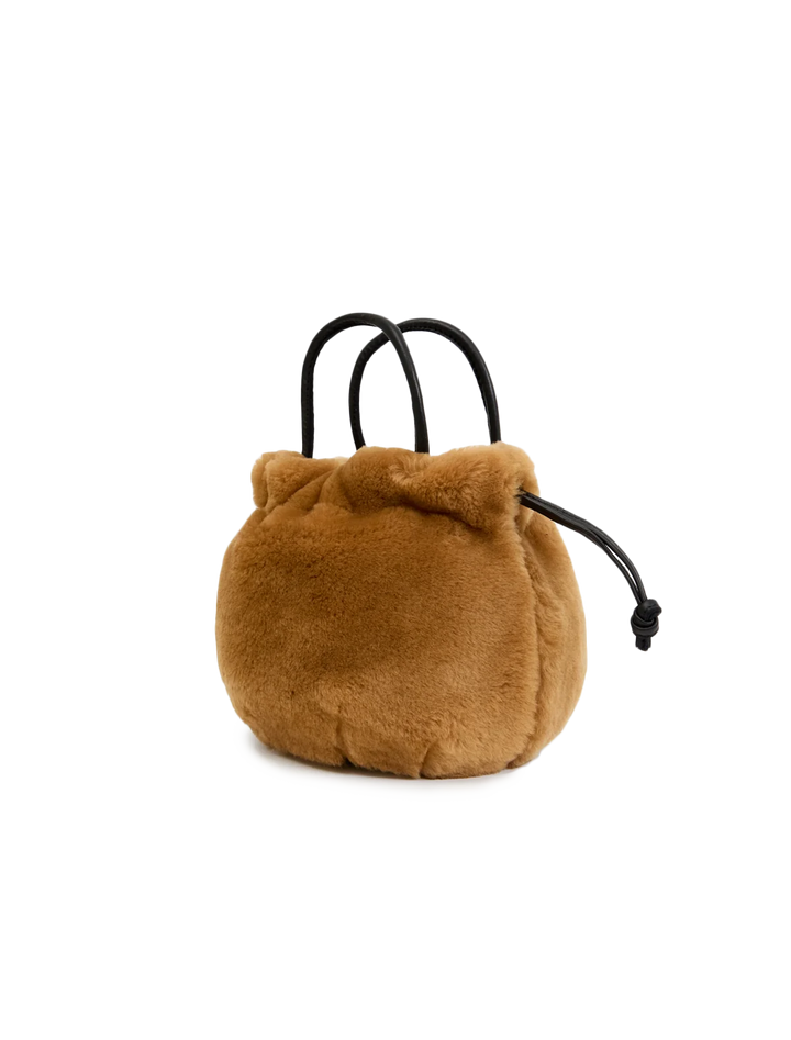 emma top handle shearling bag in teddy